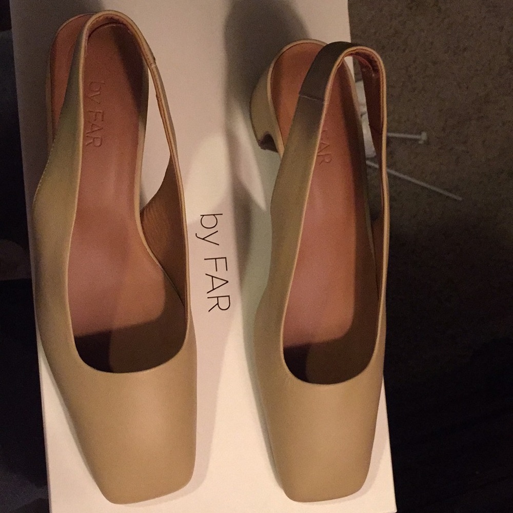 By Far Cream Slingbacks